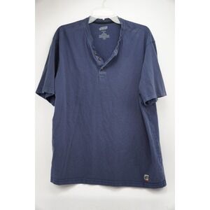 VGC Duluth Trading Mens‎ Henley Shirt Extra Large Blue 40 Grit 100% Cotton